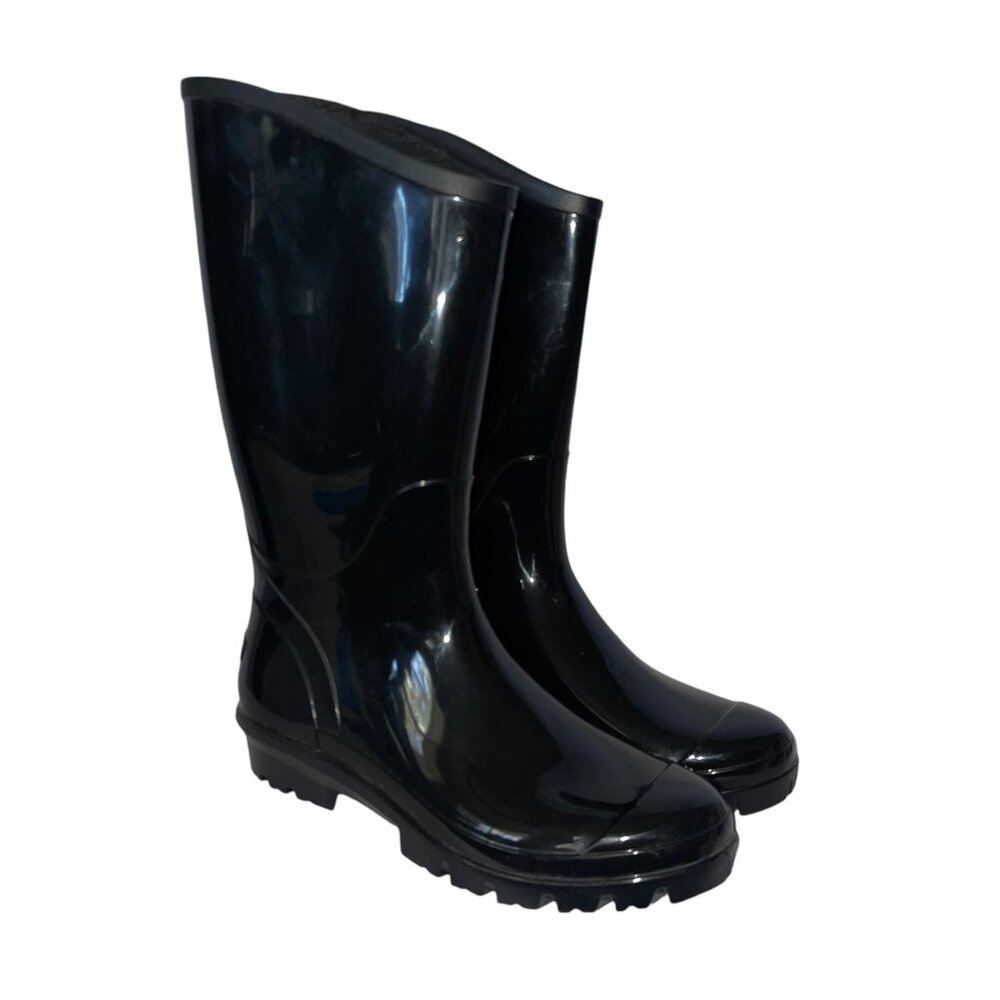 Columbia Sportswear Tall Black Rain Boots Womens 9 Rubber Slip On Barely Used - Picture 1 of 10